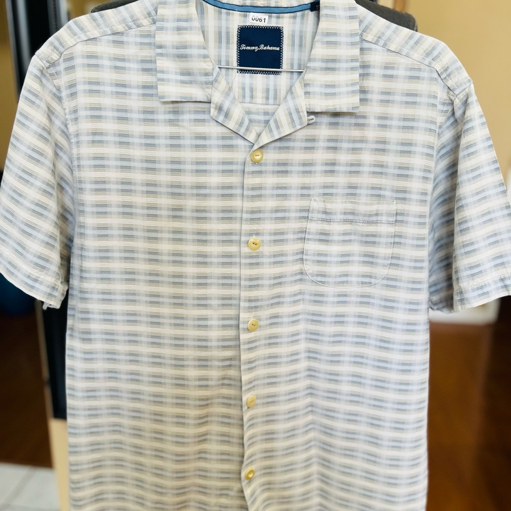 Tommy Bahama Black and White Grid Shirt - Picture 3 of 7